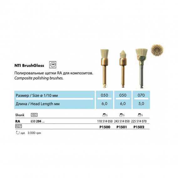 P1501-RA - щетка NTI BrushGloss, для композитов, карбидная, межзубная фото 1